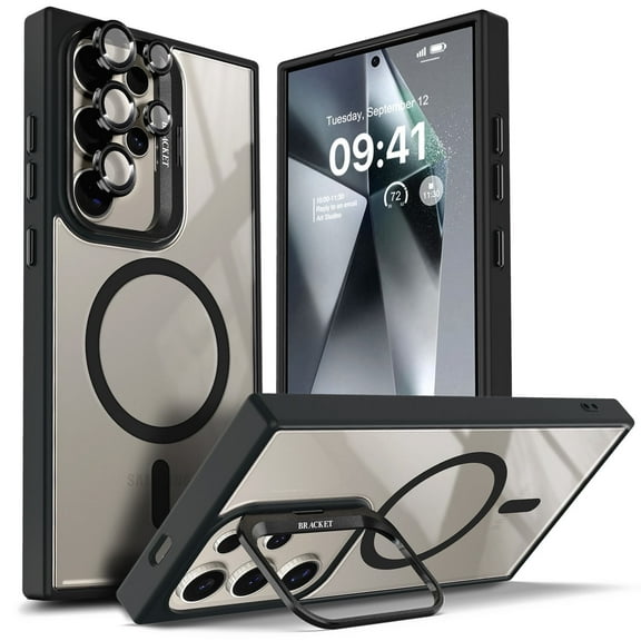 NGB SUPREMACY For Samsung Galaxy S24 Ultra Case Built-In Camera Guard Kickstand Lens Protector Wireless Charging MagSafe/Qi Magnetic Car Mount Phone Cover