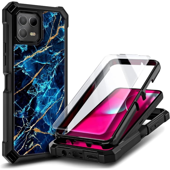 NGB SUPREMACY For T-Mobile Revvl 8 Pro Phone Case Tempered Glass Screen Protector Full-Body Protective Shockproof Bumper TMobile Revvl 8 Pro Case Cover