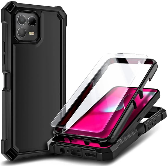NGB SUPREMACY For T-Mobile Revvl 8 Pro Phone Case Tempered Glass Screen Protector Full-Body Protective Shockproof Bumper TMobile Revvl 8 Pro Case Cover