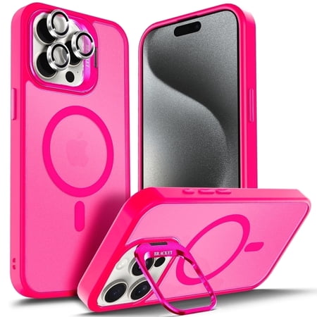 NGB SUPREMACY For iPhone 16 Pro Max Case Built-In Camera Guard Kickstand Lens Protector Wireless Charging MagSafe/Qi Magnetic Car Mount Apple iPhone 16 Pro Max Phone Case Cover