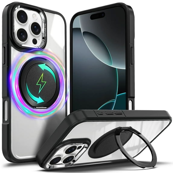 NGB SUPREMACY For iPhone 16 Pro Max Phone Case Built-In Kickstand Ring Holder Magnetic Car Mount Military-Grade Shockproof Protective Clear iPhone 16 Pro Max Case Cover