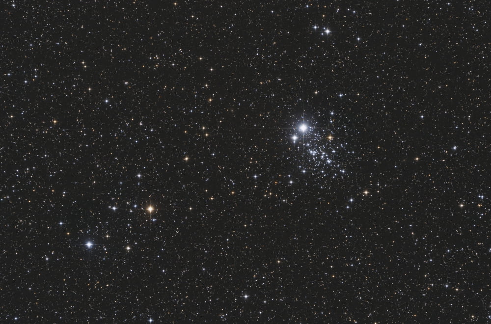 NGC 457 the Owl Cluster in the constellation Cassiopeia Canvas Art - Lorand FenyesStocktrek Images (34 x 23)