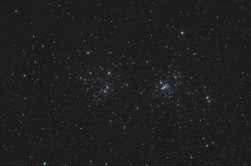 NGC 884 and NGC 869 the Double Cluster in Perseus Canvas Art - Reinhold WittichStocktrek Images (34 x 23)