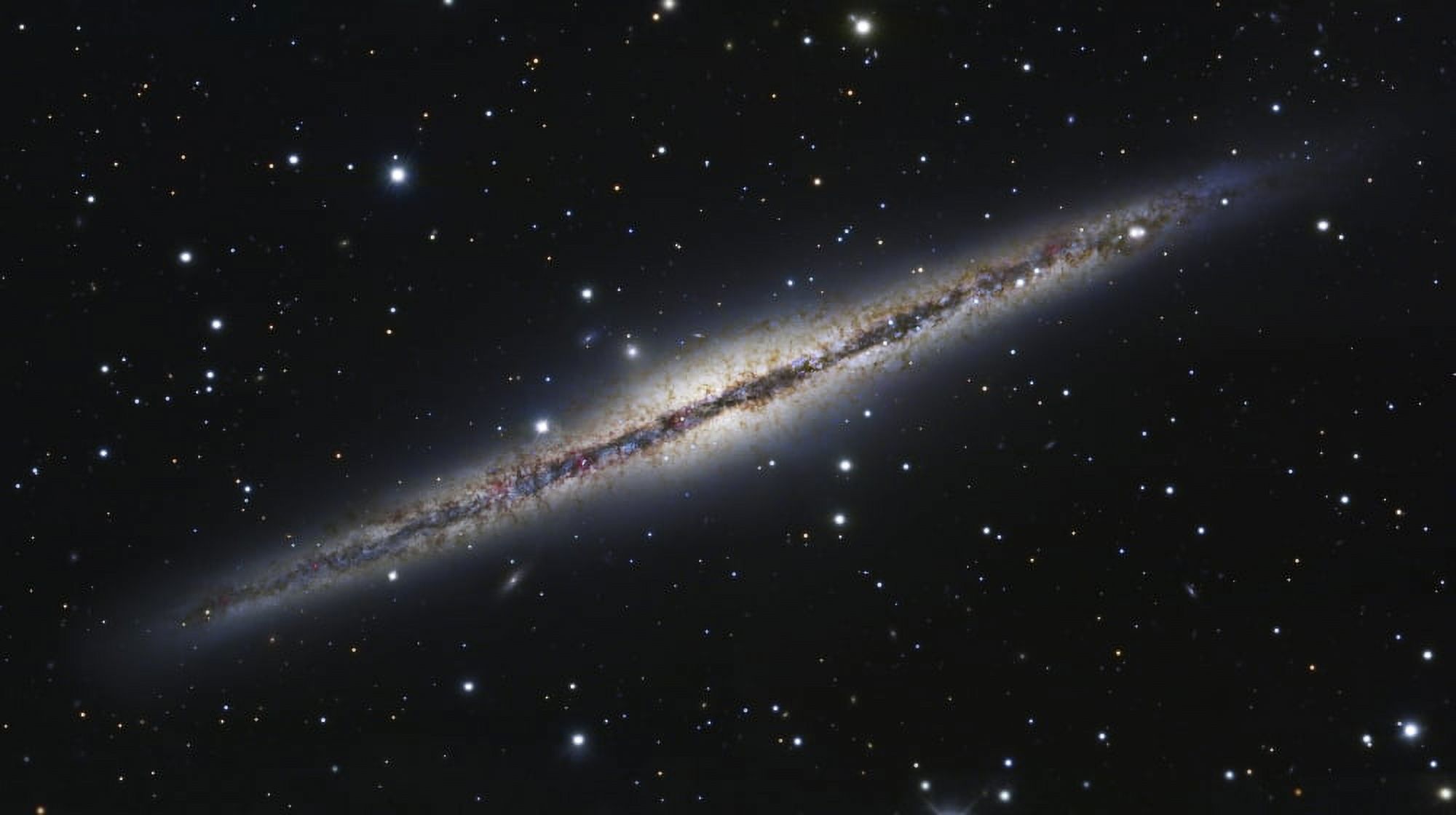NGC 891 an edge-on spiral galaxy in Andromeda Canvas Art - Robert GendlerStocktrek Images (38 x 22)