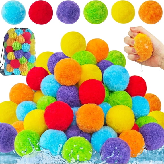 NGD 100 Pcs Reusable Water Balloons,Colorful Splash Balls,Reusable Soaker Ball,Outdoor Games Water Soft Balls for Backyard,Pool,Beach,Party Favors
