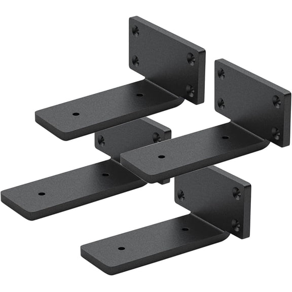 NGD 4 Pack Floating Shelf Bracket, 4 Inch 1/5 inch Thick, Heavy Duty Hidden Iron Metal Brackets for Shelf Support with Screw Included