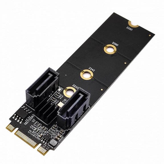 NGFF Key B+M PCI Express to SATA 3.0 6Gbps Dual Ports Vertical Adapter Converter Hard Drive Extension Card JMB582 2230 2242 2260 2280