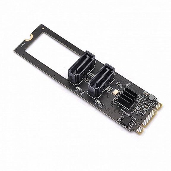 NGFF Key B+M PCI Express to SATA 3.0 6Gbps Dual Ports Vertical Adapter Converter Hard Drive Extension Card JMB582 2280