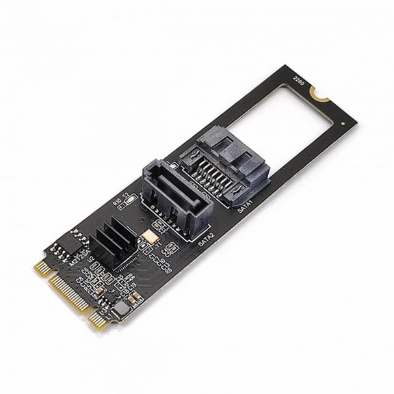 NGFF Key B+M PCI Express to SATA 3.0 6Gbps Dual Ports Vertical Horizontal Adapter Converter Hard Drive Extension Card JMB582 2280
