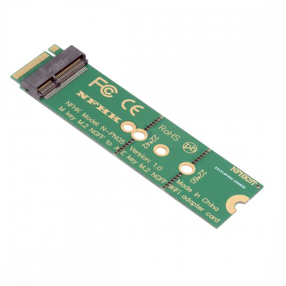 NGFF Key-E WiFi Riser Card Wireless to M.2 NGFF Key-M NVME SSD Adapter Compatible with Wifi6 WIFI7 Networking Card