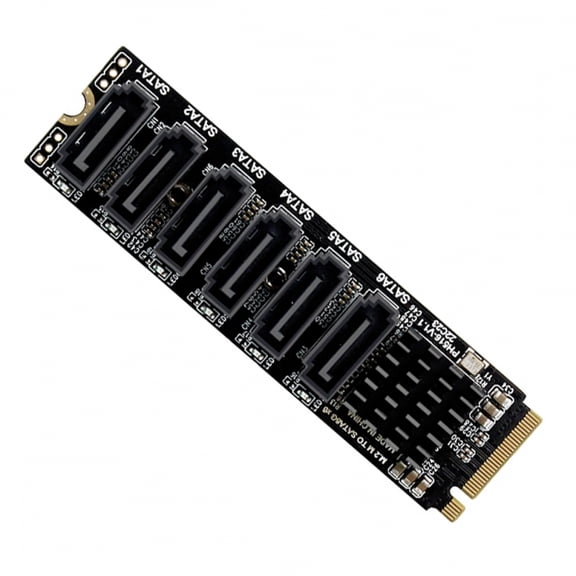NGFF NVME M-Key PCI Express to SATA 3.0 6Gbps 6 Ports Adapter Converter Hard Drive Extension Card 2280