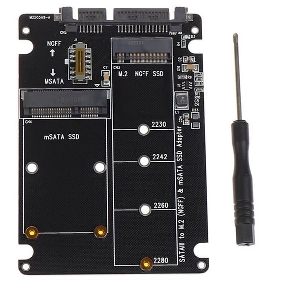 NGFF to 3 External HDD Enclosure MSATA SSD Adapter M.2 Protocol Adapter Board,1 * Hard Disk Adapter Board 1 * screwdriver,Black
