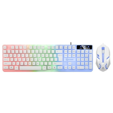 NGHnuifg Illuminated USB Gaming Keyboard And Mouse Combo With Color Backlight Ergonomic For Office And Gaming 877lm Keypad K600 Keyboard for Windows