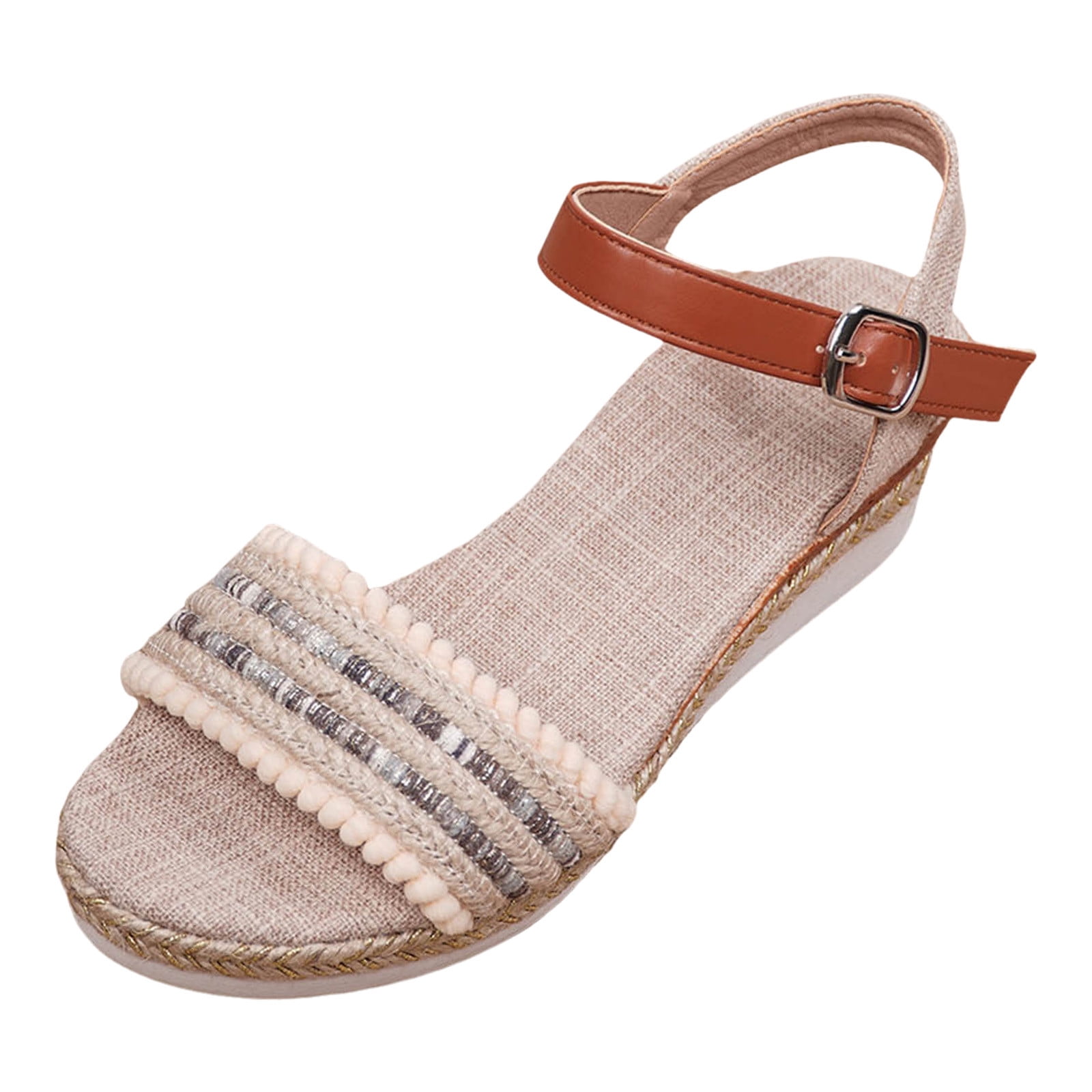 NGHnuifg Ladies Fashion Summer Cloth Open Toe Buckle Wedge Fashion