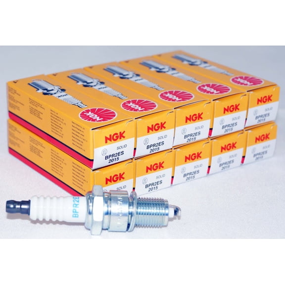 NGK 2015 BPR2ES Standard Resistor Spark Plug - 10-Pack - For Yamaha & EZ-GO Golf Carts, Kawasaki Mule, John Deere Gator