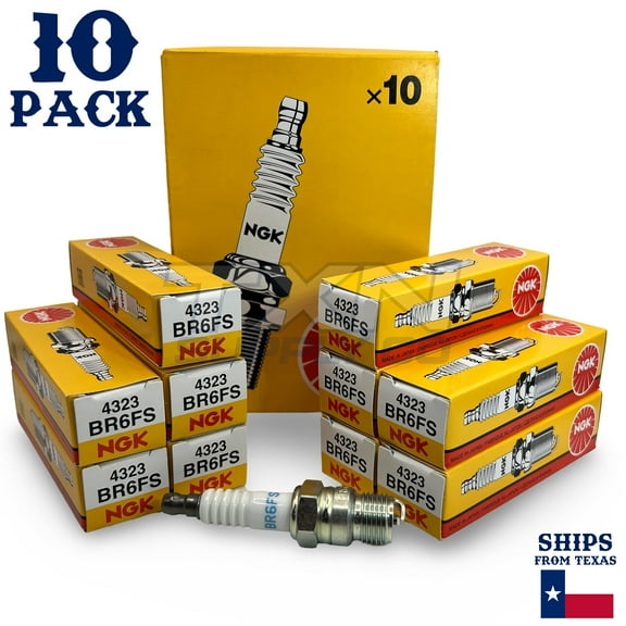 NGK 4323 Standard Spark Plug - BR6FS, 10 Pack