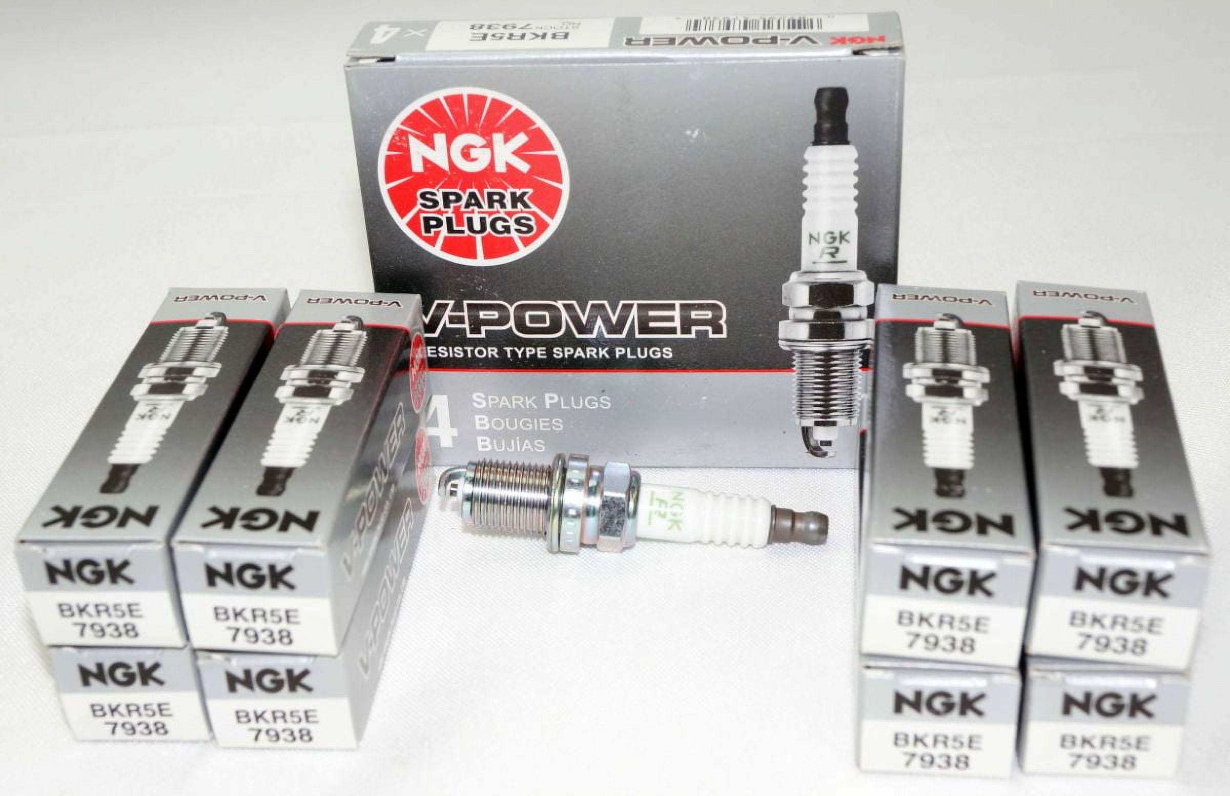 NGK 7938 V-Power Spark Plugs, Nickel Core Tip, Standard 0.036in, 8-Pack