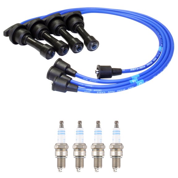 NGK 7mm Wire Set 4 Bosch Platinum Spark Plug Kit For Eclipse Galant Mirage L4