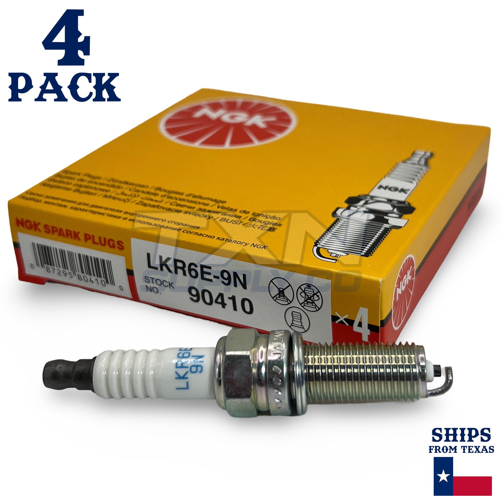 NGK 90410 Standard LKR6E-9N High-Performance Copper Spark Plug Set - 4 ...