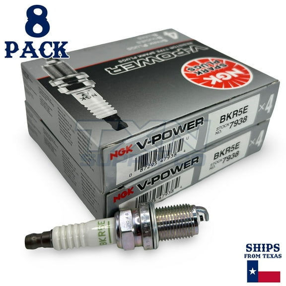 Set 8Pcs Ngk V Power Spark Plugs Stock 7938 Nickel Core Tip Standard 0 036In Bkr5E