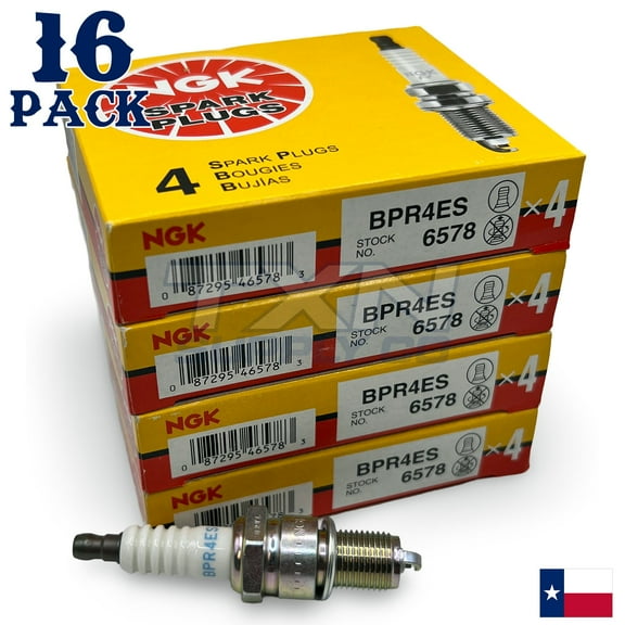 NGK Standard Spark Plugs - Stock #6578 - BPR4ES - Solid Tip - Pack of 16