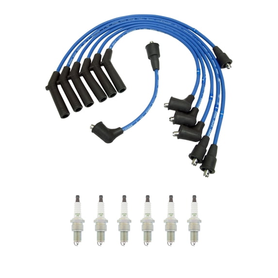 NGK Wire Set & 6 V-Power Spark Plugs Kit for 3000GT Base 3.0 V6 SOHC ...