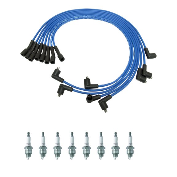 NGK Wire Set & 8 V-Power Spark Plugs Kit for 442 Cutlass Delta 88 F85 Fiesta V8