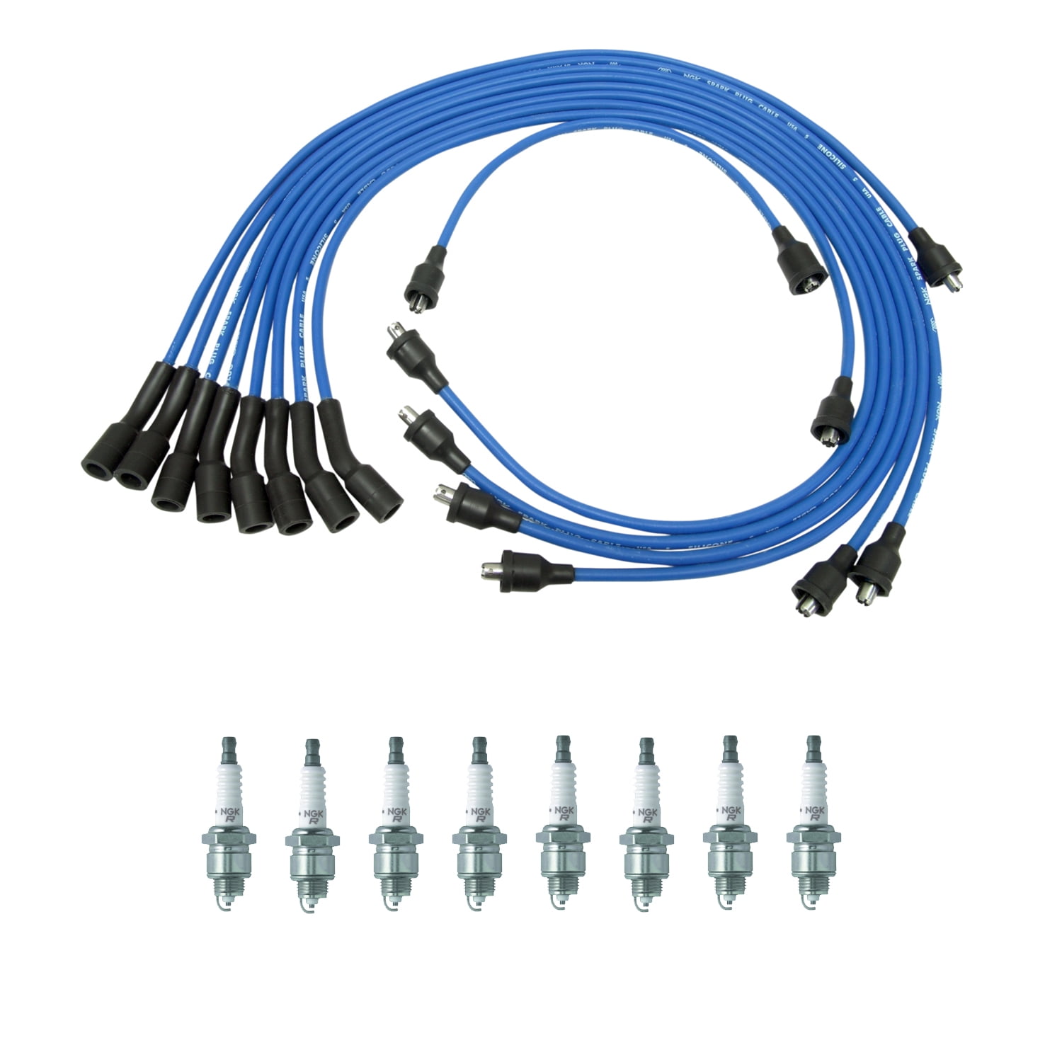 NGK Wire Set & 8 V-Power Spark Plugs Kit for Bonneville Executive Grand ...