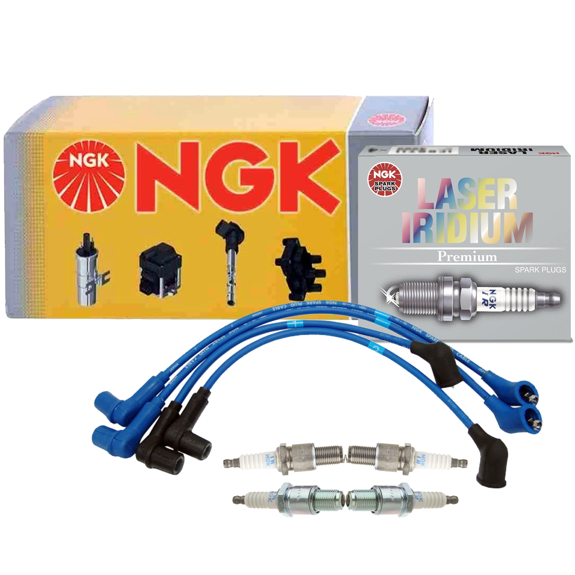 Scrub Rx NGK ZE81 Spark Plug Wires and 4 Laser Iridium Spark Plugs Kit For Mazda ...