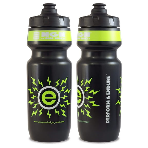 NGN Sport  High Performance Bike Water Bottles  24 oz | Black  Fluoro Chartreuse Yellow (2-Pack)
