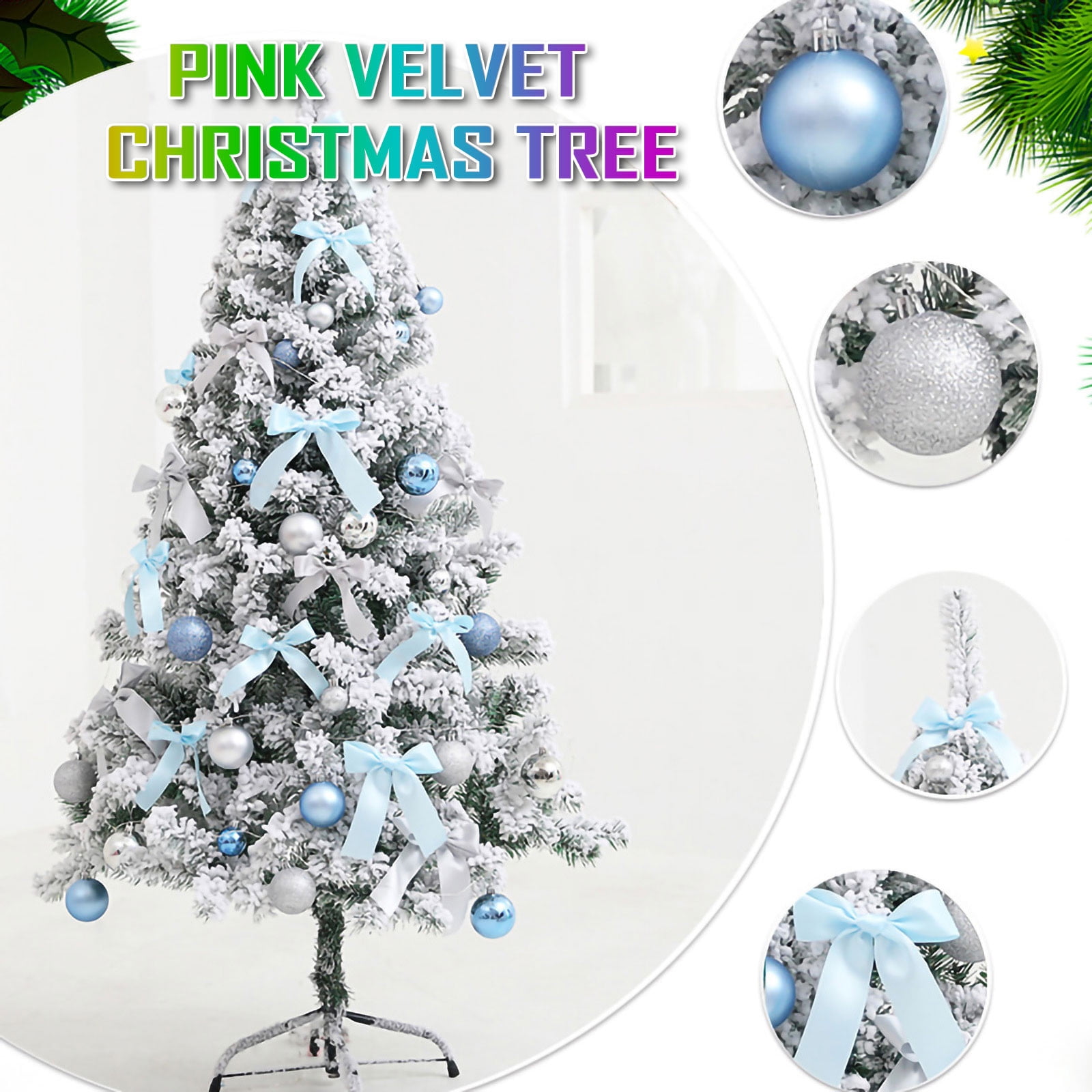 NGTEVOOS Clearance Special Offers 60cm Christmas Ins Blue Flocking