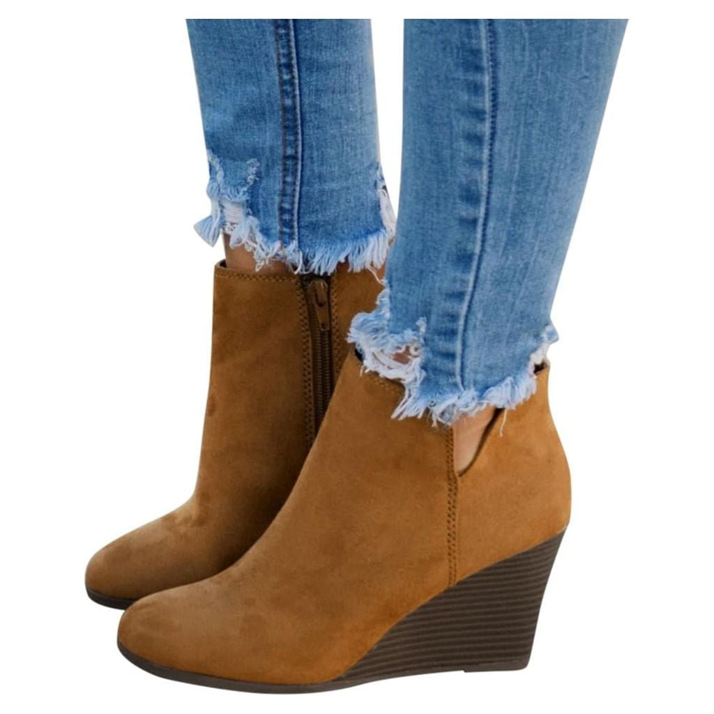 suede wedges booties