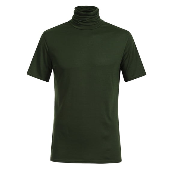 NGTEVOOS Men Spring Summer Solid Color Short Sleeve Turtleneck Tops Blouse Shirts