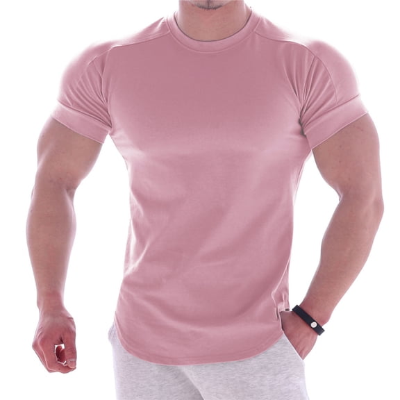 NGTEVOOS Men's Fitness Short-sleeved Sports Quick Dry T-shirt Stretch Training Clothes