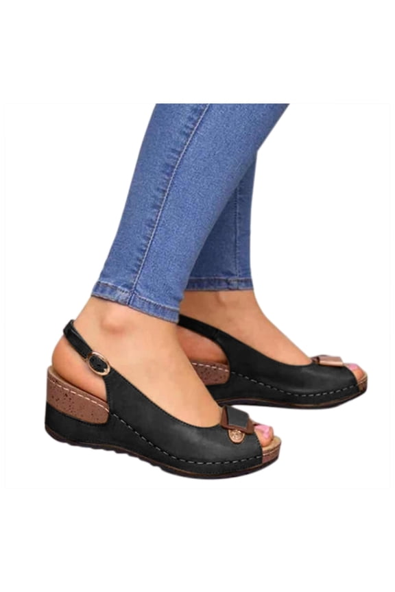 Summer Women Wear Open toe Fish Mouth Slope Heel Breathable Single Shoe