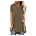 thumbnail image 1 of NGTEVOOS Women Plus Size Round Neck Short Sleeved Long T-shirt Blouse, 1 of 6