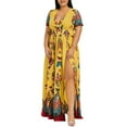 thumbnail image 1 of NGTEVOOS Women Summer Plus Size Butterfly Printed V-Neck Short Sleeve Casual Long Dress, 1 of 6