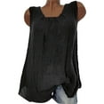 thumbnail image 1 of NGTEVOOS Womens Plus Size Cotton Linen Sleeveless Baggy T-shirt Vest Tee Tank Tops, 1 of 6