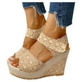 thumbnail image 1 of NGTEVOOS Womens Summer Wedge Platform Slingback Open Toe Comfy High Heel Beach Sandals, 1 of 6
