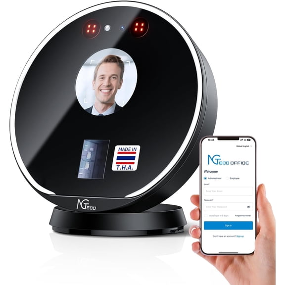 NGTeco Time Clock Cloud-Based, Face+Fingerprint+Card Attendance Time Clocks for Employees Small Business, 2.4G WiFi Remote Control Clock in Machine with SoftwareApp, IC Cards, No Monthly Fee