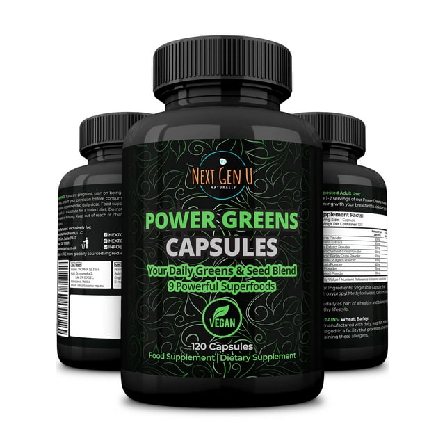 NGU Greens Superfood Dietary Supplement for Immune Support, 120 Vegan