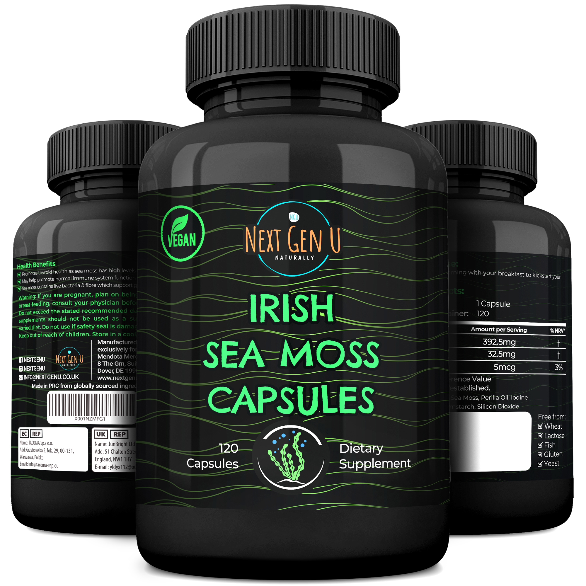 NGU Irish Sea Moss W/ Perilla Oil Dietary Supplement, 120 Vegan