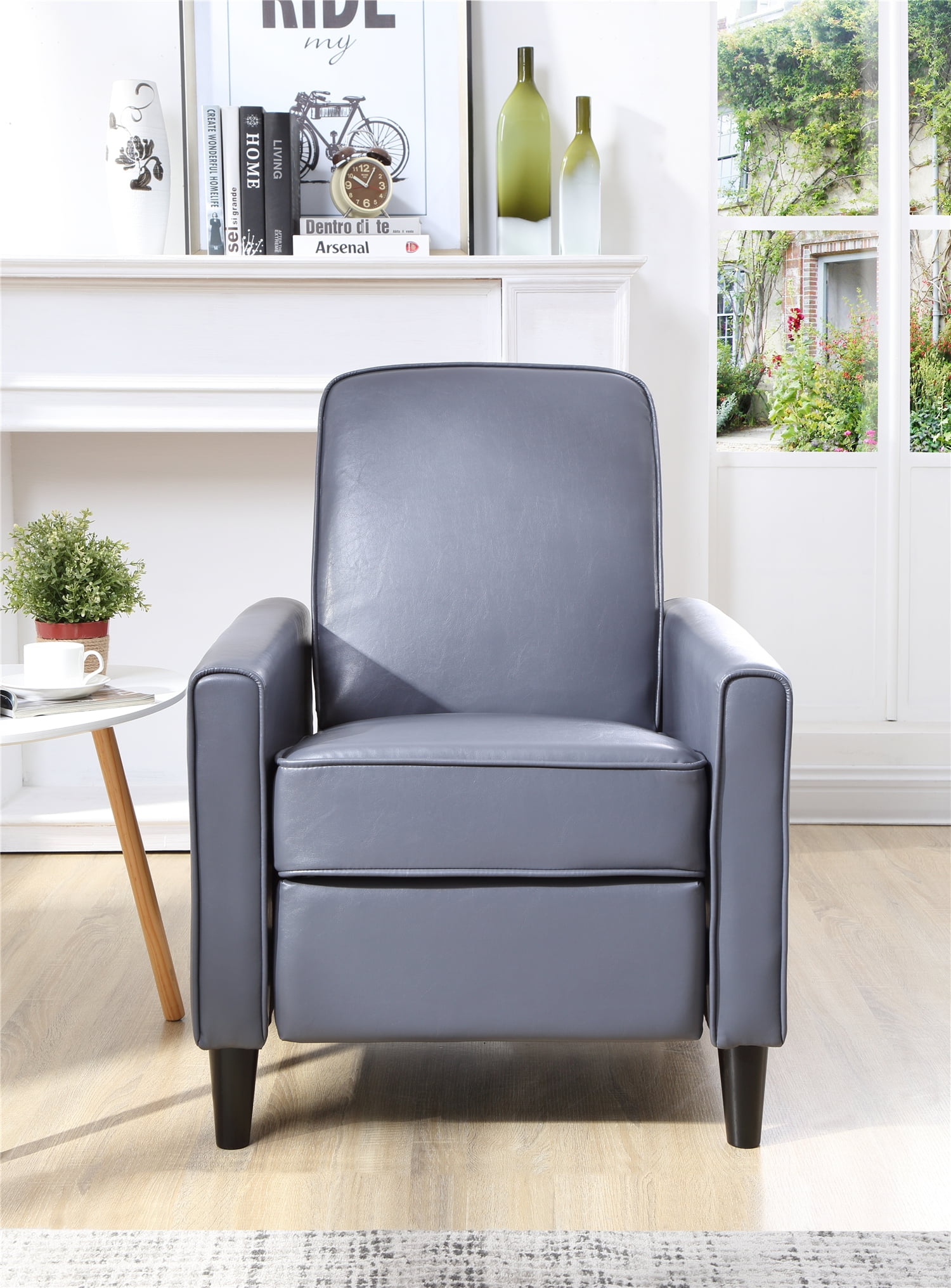 Mocha faux leather push back recliner new arrivals
