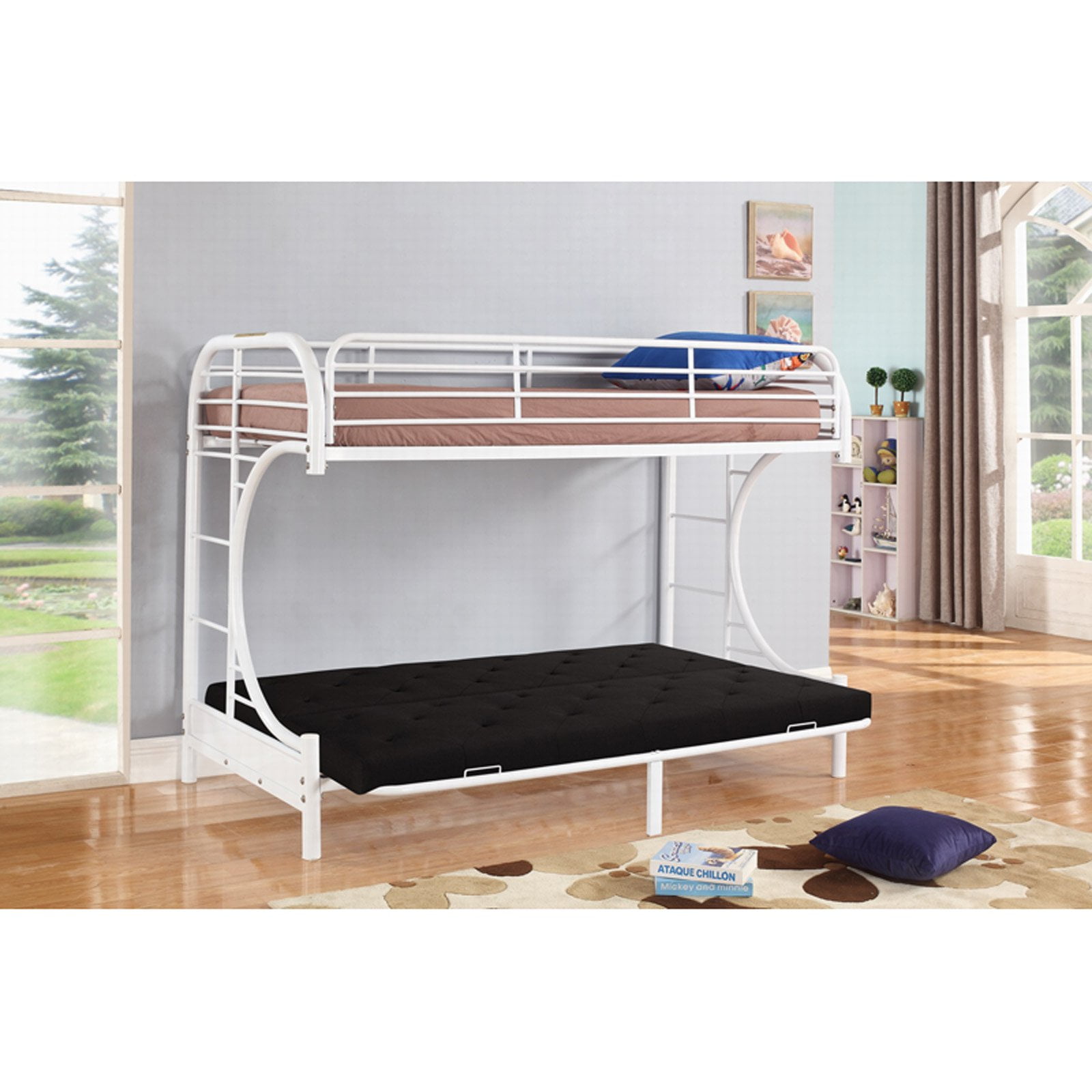 NH Designs Twin over Full Futon Metal Bunk Bed