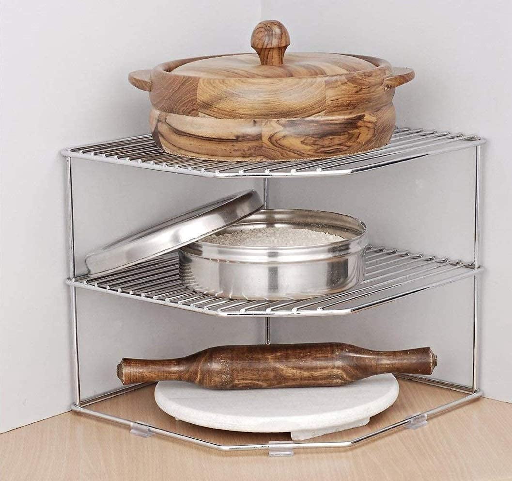 NH10 DESIGNS Steel 2Tier Storage Corners Rack for Kitchen Plate Dish ...