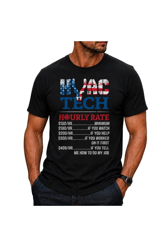 HVAC Tech Shirt Funny Hourly Rate T-Shirt for Men