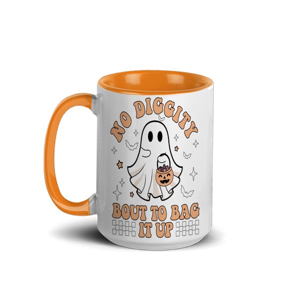 NH2 Creative Halloween Ghost Coffee Mug, Orange Ceramic 15oz