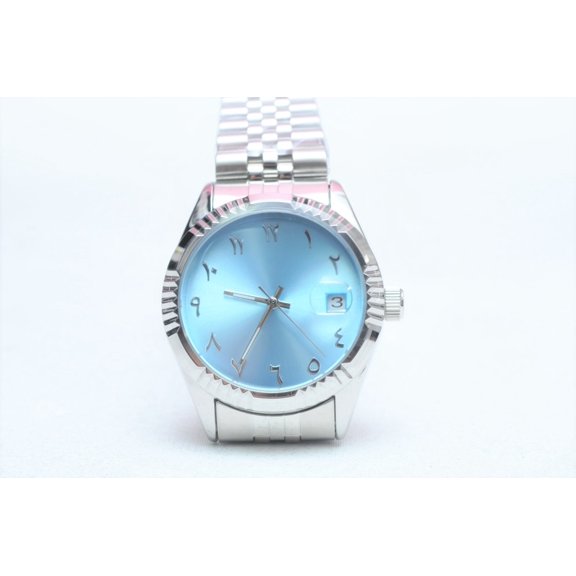 NH35 39MM Blue Dial Fluted Bezel Automatic Mens Watch Date Stainless Steel