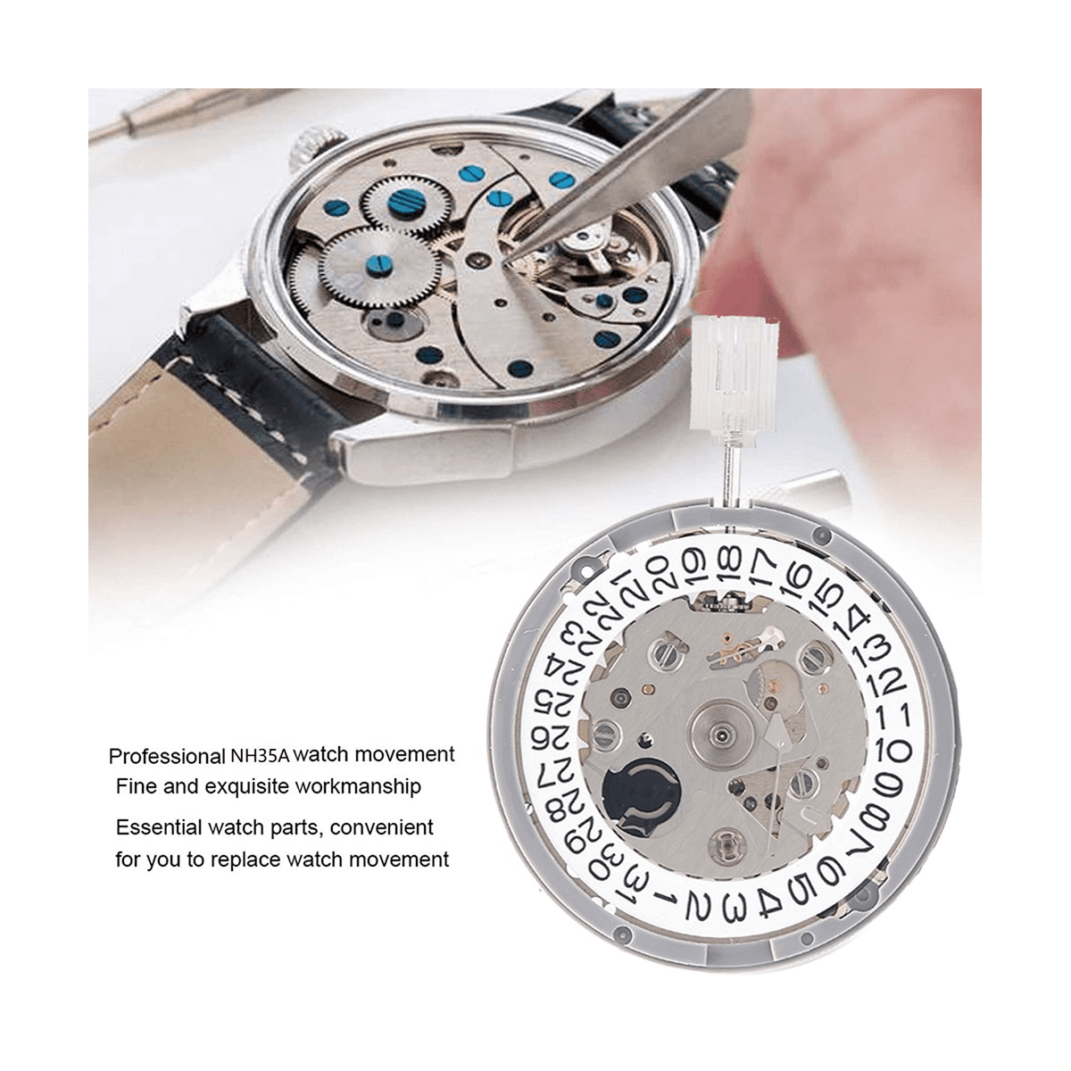 NH35/NH35A Movement+Movement Handle+Needle+Week Dial+Calendar Dial Kit