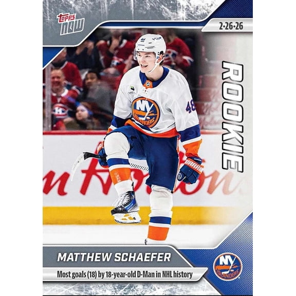 NHL 2025-26 Topps NOW Hockey  Matthew Schaefer #110 [Rookie Sticker Card]